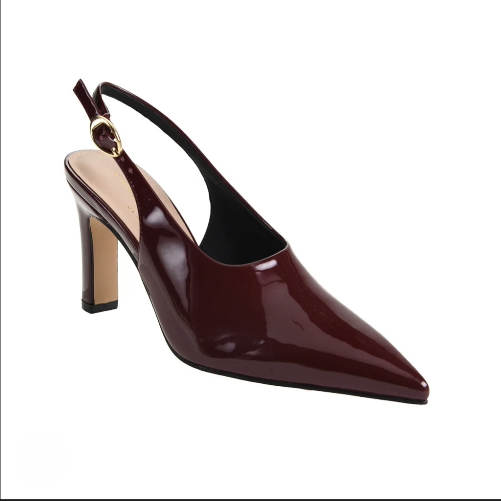 BNWT Chinese Laundry Maury Burgundy Patent Slingback 6 Heel Retro Chic Office
